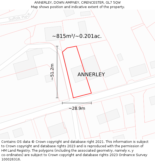 ANNERLEY, DOWN AMPNEY, CIRENCESTER, GL7 5QW: Plot and title map