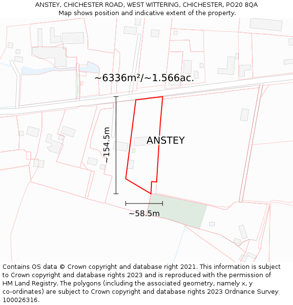 ANSTEY, CHICHESTER ROAD, WEST WITTERING, CHICHESTER, PO20 8QA: Plot and title map