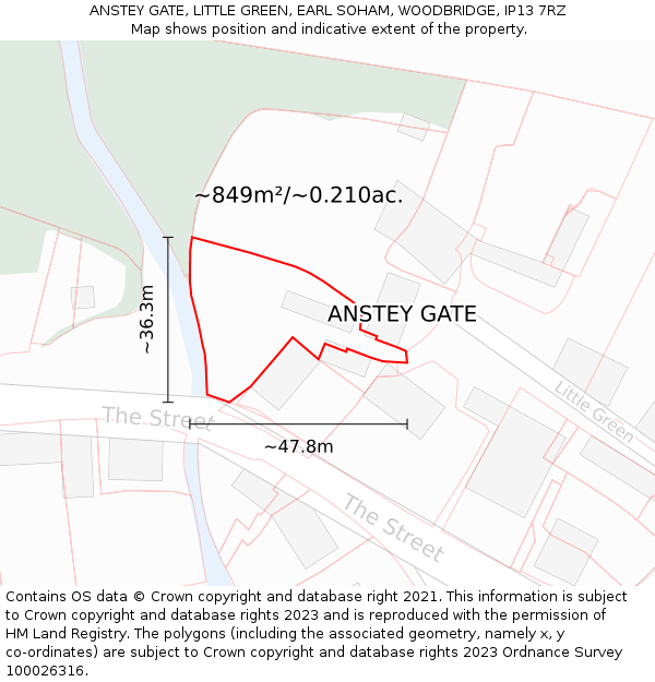 ANSTEY GATE, LITTLE GREEN, EARL SOHAM, WOODBRIDGE, IP13 7RZ: Plot and title map