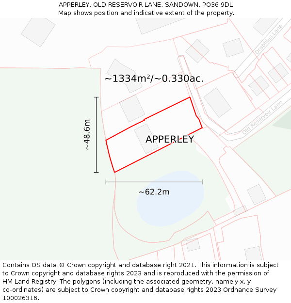 APPERLEY, OLD RESERVOIR LANE, SANDOWN, PO36 9DL: Plot and title map