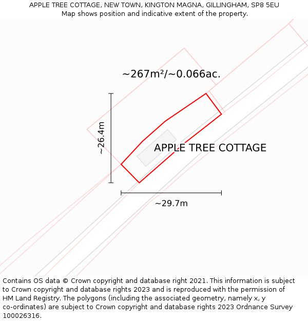 APPLE TREE COTTAGE, NEW TOWN, KINGTON MAGNA, GILLINGHAM, SP8 5EU: Plot and title map