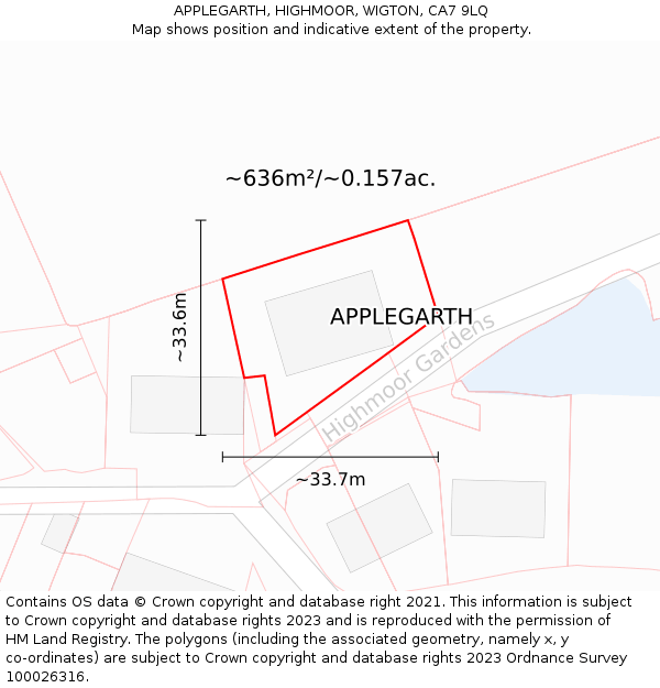 APPLEGARTH, HIGHMOOR, WIGTON, CA7 9LQ: Plot and title map