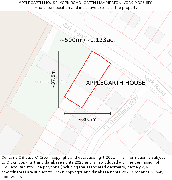 APPLEGARTH HOUSE, YORK ROAD, GREEN HAMMERTON, YORK, YO26 8BN: Plot and title map