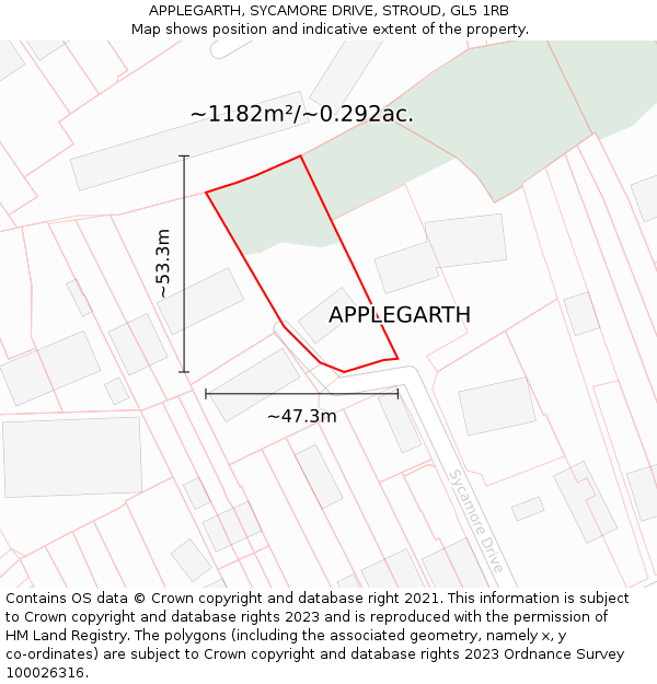 APPLEGARTH, SYCAMORE DRIVE, STROUD, GL5 1RB: Plot and title map