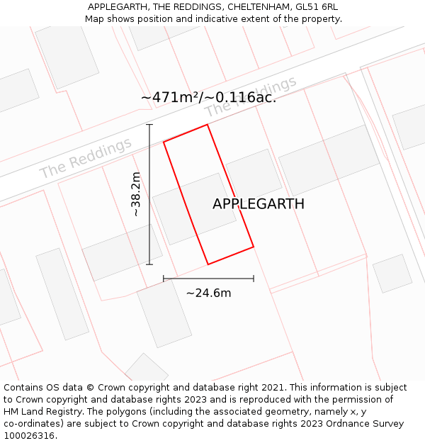 APPLEGARTH, THE REDDINGS, CHELTENHAM, GL51 6RL: Plot and title map