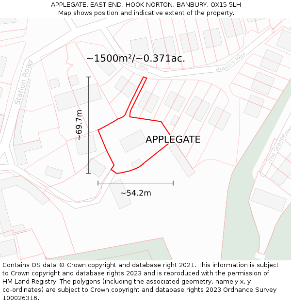 APPLEGATE, EAST END, HOOK NORTON, BANBURY, OX15 5LH: Plot and title map