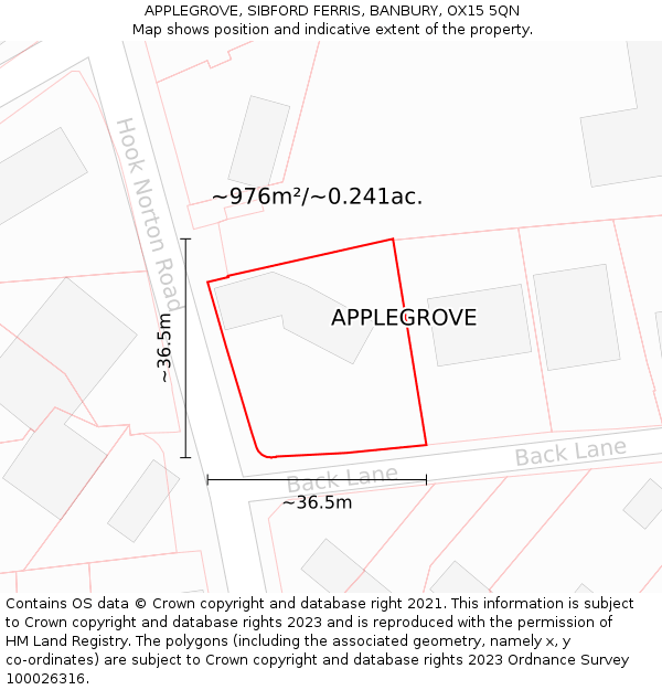 APPLEGROVE, SIBFORD FERRIS, BANBURY, OX15 5QN: Plot and title map