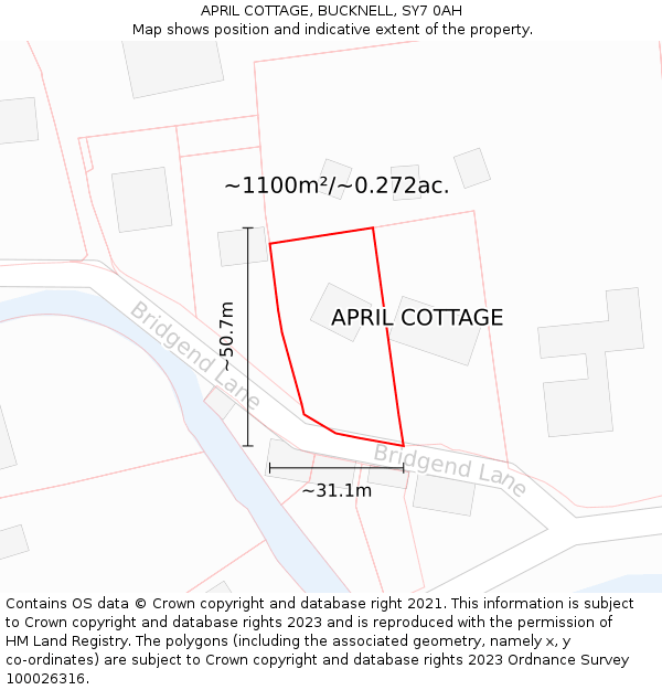 APRIL COTTAGE, BUCKNELL, SY7 0AH: Plot and title map