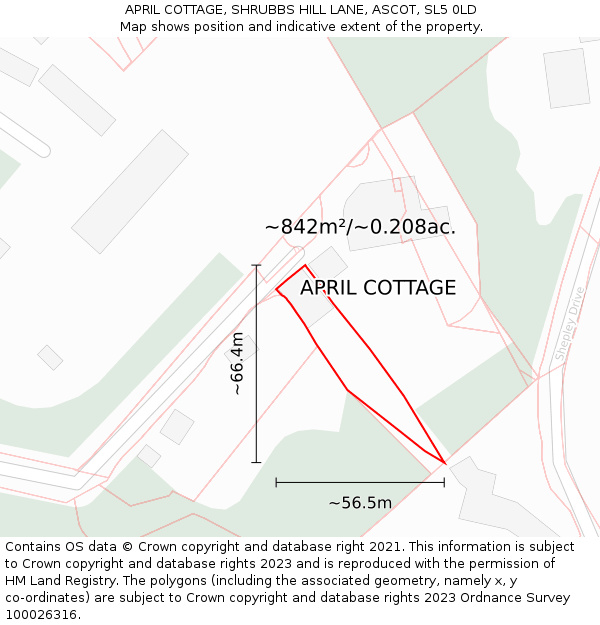 APRIL COTTAGE, SHRUBBS HILL LANE, ASCOT, SL5 0LD: Plot and title map