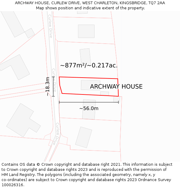 ARCHWAY HOUSE, CURLEW DRIVE, WEST CHARLETON, KINGSBRIDGE, TQ7 2AA: Plot and title map