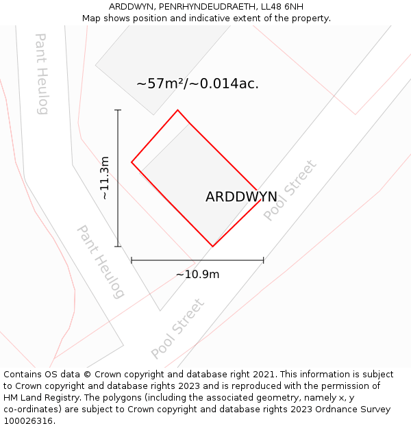 ARDDWYN, PENRHYNDEUDRAETH, LL48 6NH: Plot and title map