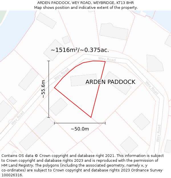 ARDEN PADDOCK, WEY ROAD, WEYBRIDGE, KT13 8HR: Plot and title map