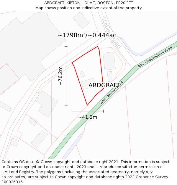 ARDGRAFT, KIRTON HOLME, BOSTON, PE20 1TT: Plot and title map