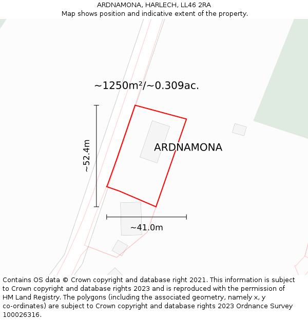 ARDNAMONA, HARLECH, LL46 2RA: Plot and title map