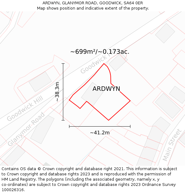 ARDWYN, GLANYMOR ROAD, GOODWICK, SA64 0ER: Plot and title map