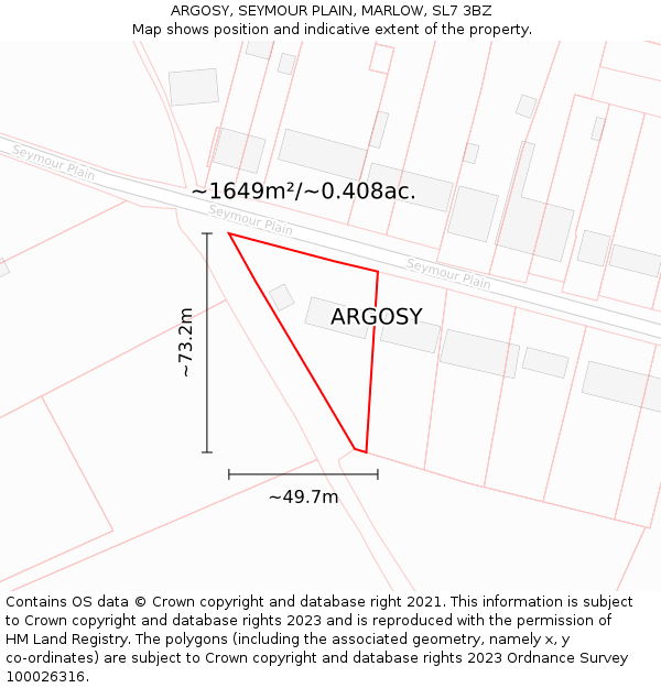 ARGOSY, SEYMOUR PLAIN, MARLOW, SL7 3BZ: Plot and title map