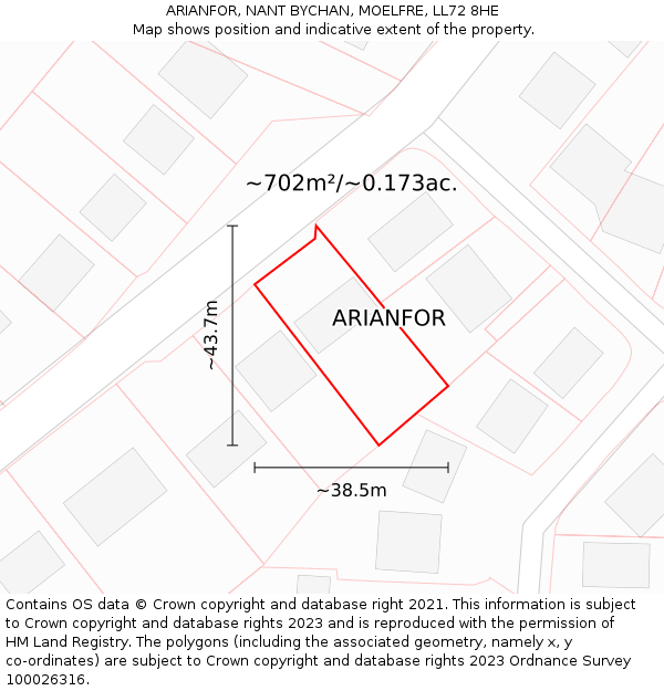 ARIANFOR, NANT BYCHAN, MOELFRE, LL72 8HE: Plot and title map