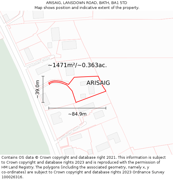 ARISAIG, LANSDOWN ROAD, BATH, BA1 5TD: Plot and title map