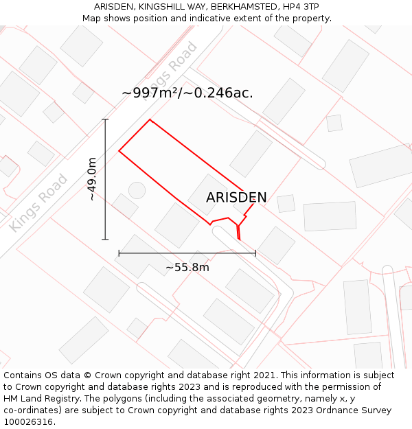 ARISDEN, KINGSHILL WAY, BERKHAMSTED, HP4 3TP: Plot and title map