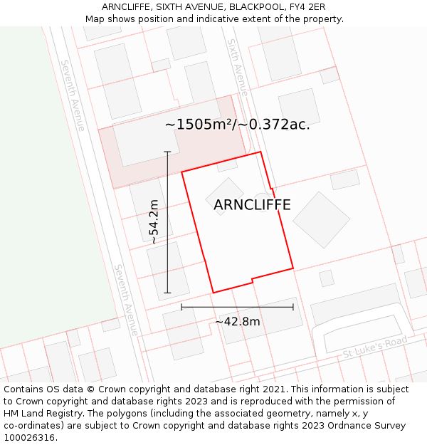 ARNCLIFFE, SIXTH AVENUE, BLACKPOOL, FY4 2ER: Plot and title map