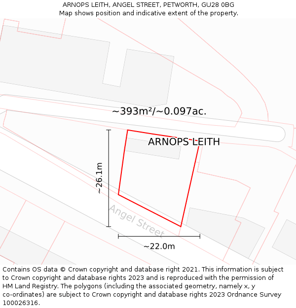 ARNOPS LEITH, ANGEL STREET, PETWORTH, GU28 0BG: Plot and title map