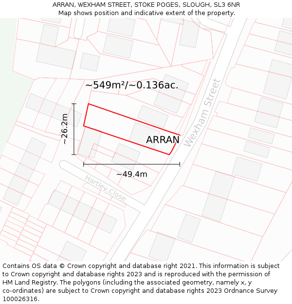 ARRAN, WEXHAM STREET, STOKE POGES, SLOUGH, SL3 6NR: Plot and title map