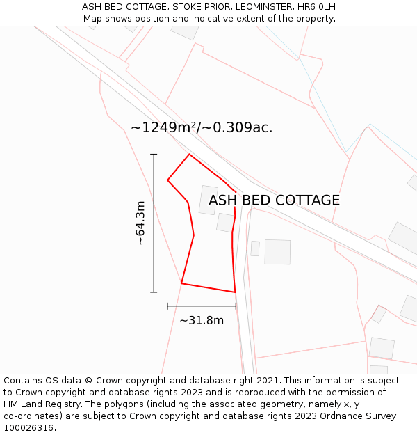 ASH BED COTTAGE, STOKE PRIOR, LEOMINSTER, HR6 0LH: Plot and title map
