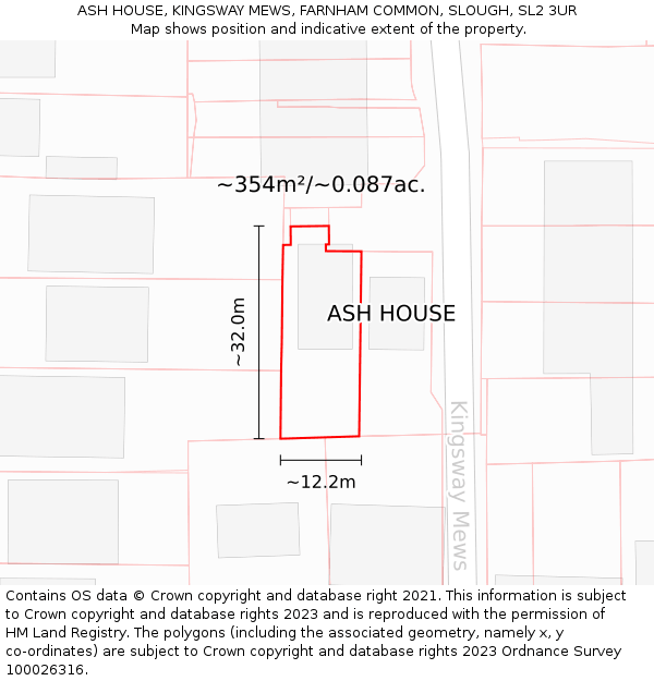 ASH HOUSE, KINGSWAY MEWS, FARNHAM COMMON, SLOUGH, SL2 3UR: Plot and title map