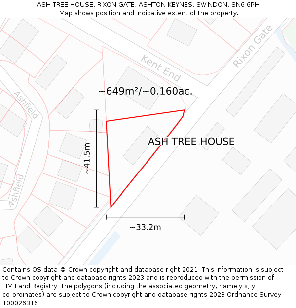 ASH TREE HOUSE, RIXON GATE, ASHTON KEYNES, SWINDON, SN6 6PH: Plot and title map