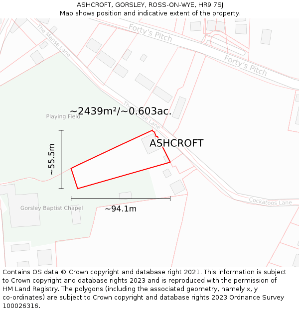 ASHCROFT, GORSLEY, ROSS-ON-WYE, HR9 7SJ: Plot and title map