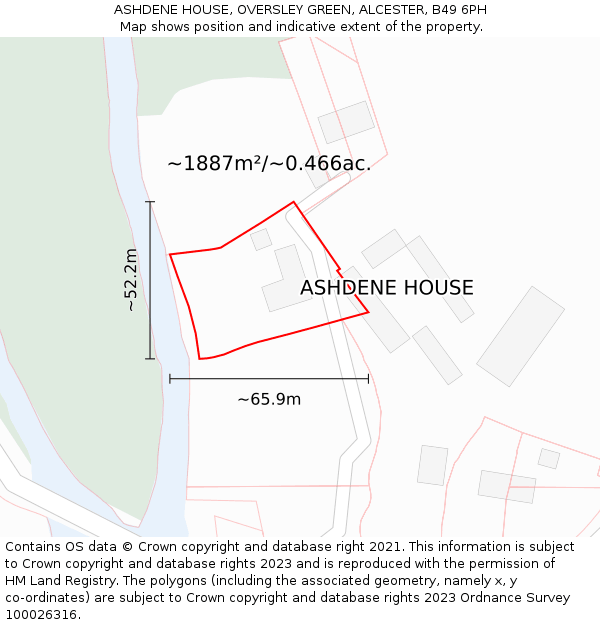 ASHDENE HOUSE, OVERSLEY GREEN, ALCESTER, B49 6PH: Plot and title map