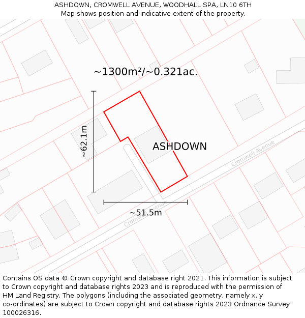 ASHDOWN, CROMWELL AVENUE, WOODHALL SPA, LN10 6TH: Plot and title map