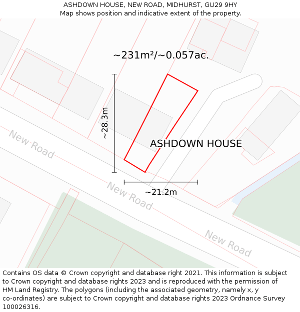 ASHDOWN HOUSE, NEW ROAD, MIDHURST, GU29 9HY: Plot and title map
