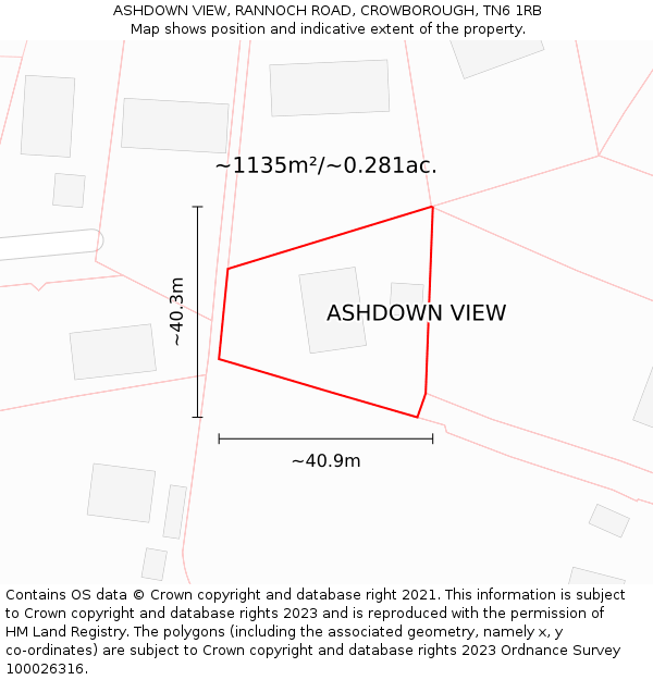 ASHDOWN VIEW, RANNOCH ROAD, CROWBOROUGH, TN6 1RB: Plot and title map