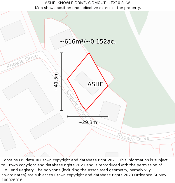 ASHE, KNOWLE DRIVE, SIDMOUTH, EX10 8HW: Plot and title map