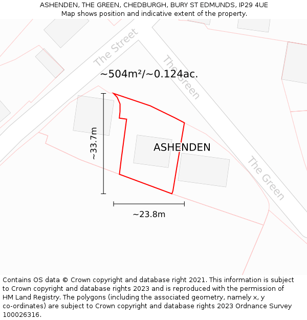 ASHENDEN, THE GREEN, CHEDBURGH, BURY ST EDMUNDS, IP29 4UE: Plot and title map