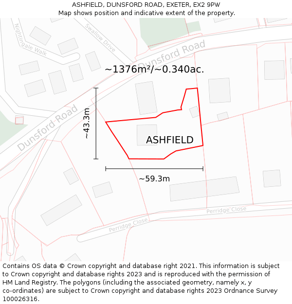 ASHFIELD, DUNSFORD ROAD, EXETER, EX2 9PW: Plot and title map
