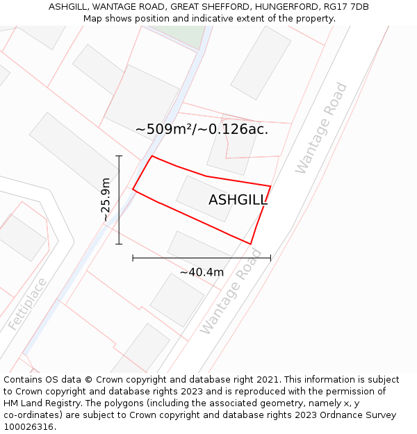 ASHGILL, WANTAGE ROAD, GREAT SHEFFORD, HUNGERFORD, RG17 7DB: Plot and title map