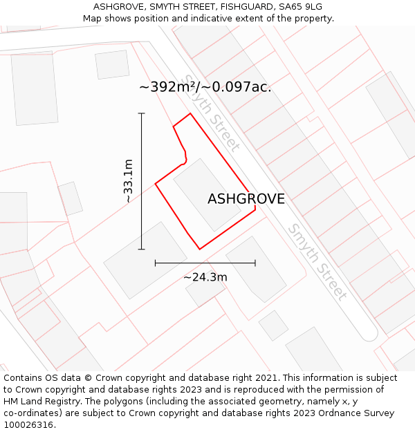 ASHGROVE, SMYTH STREET, FISHGUARD, SA65 9LG: Plot and title map