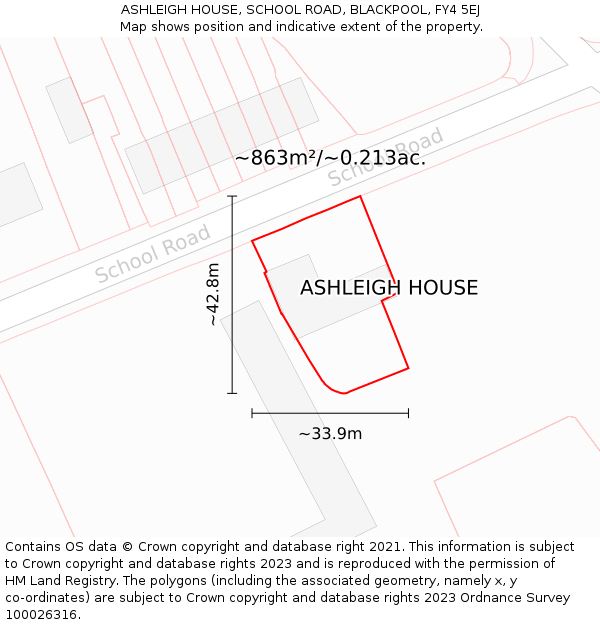 ASHLEIGH HOUSE, SCHOOL ROAD, BLACKPOOL, FY4 5EJ: Plot and title map