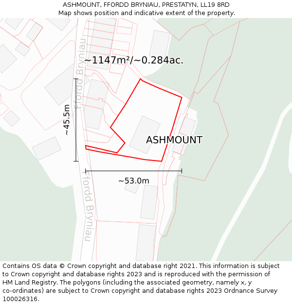 ASHMOUNT, FFORDD BRYNIAU, PRESTATYN, LL19 8RD: Plot and title map