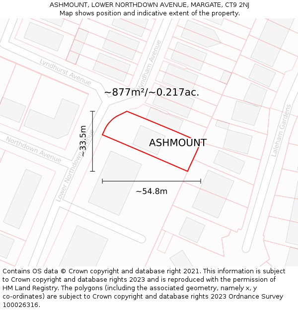 ASHMOUNT, LOWER NORTHDOWN AVENUE, MARGATE, CT9 2NJ: Plot and title map