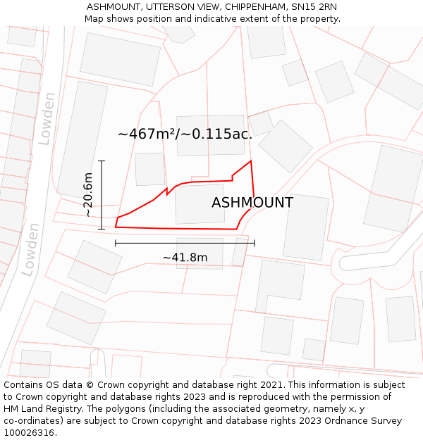 ASHMOUNT, UTTERSON VIEW, CHIPPENHAM, SN15 2RN: Plot and title map