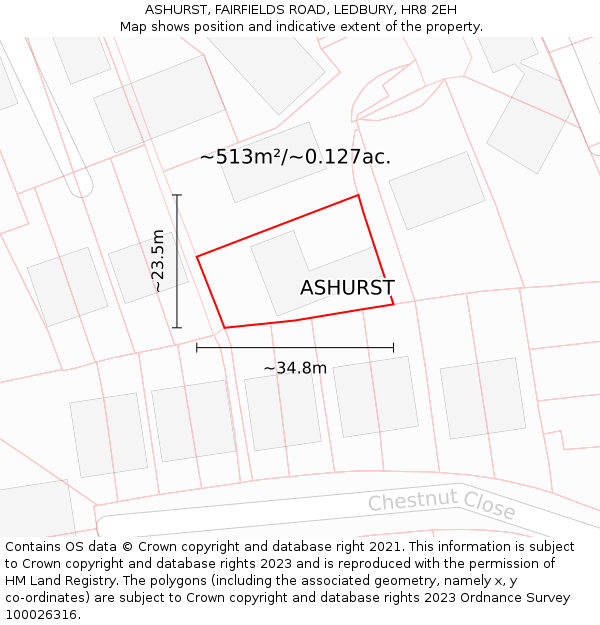 ASHURST, FAIRFIELDS ROAD, LEDBURY, HR8 2EH: Plot and title map