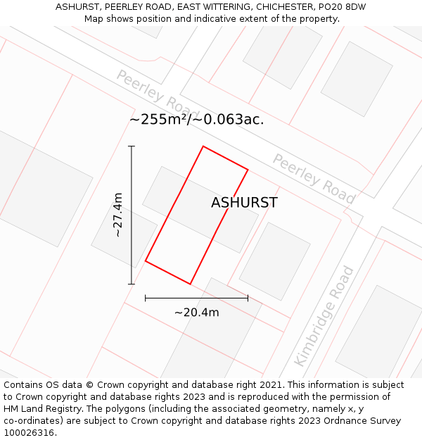 ASHURST, PEERLEY ROAD, EAST WITTERING, CHICHESTER, PO20 8DW: Plot and title map