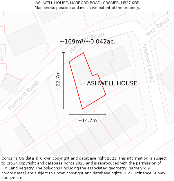 ASHWELL HOUSE, HARBORD ROAD, CROMER, NR27 0BP: Plot and title map