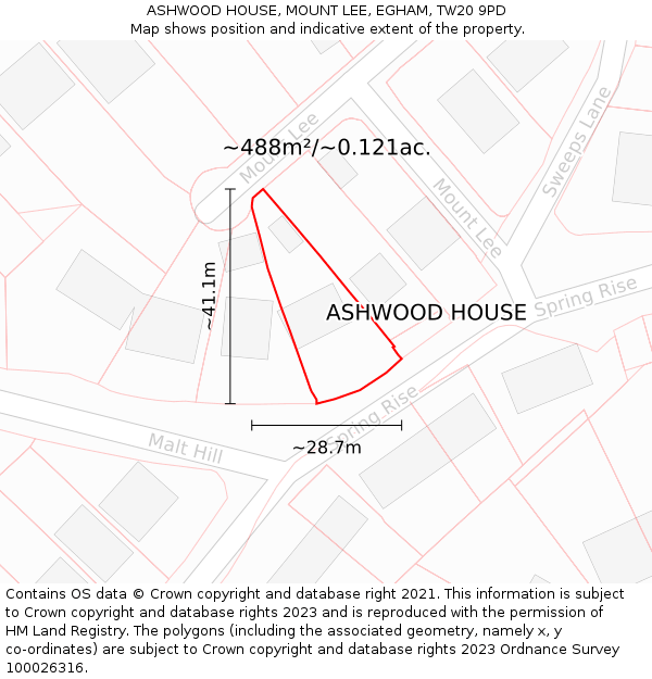 ASHWOOD HOUSE, MOUNT LEE, EGHAM, TW20 9PD: Plot and title map