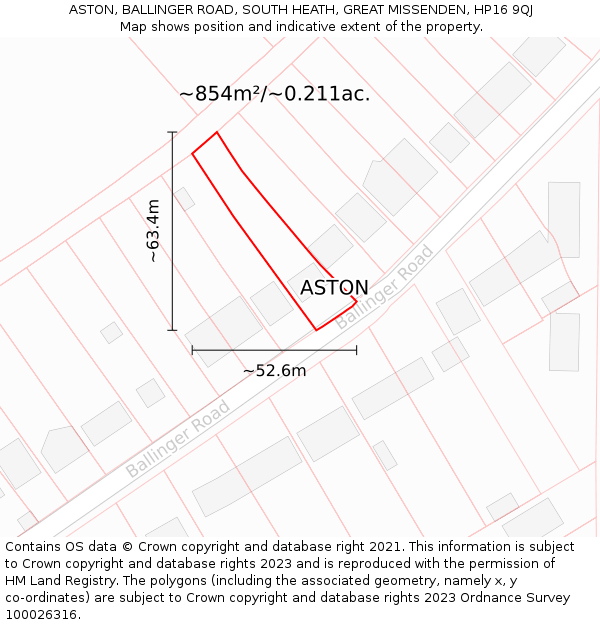 ASTON, BALLINGER ROAD, SOUTH HEATH, GREAT MISSENDEN, HP16 9QJ: Plot and title map