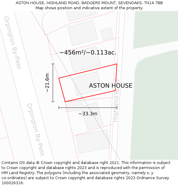 ASTON HOUSE, HIGHLAND ROAD, BADGERS MOUNT, SEVENOAKS, TN14 7BB: Plot and title map