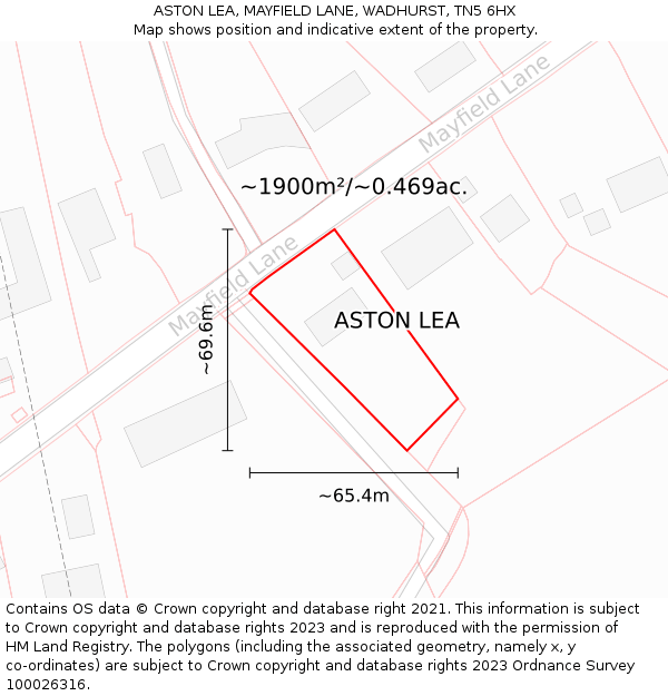 ASTON LEA, MAYFIELD LANE, WADHURST, TN5 6HX: Plot and title map